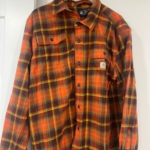 Carhartt Orange Plaid Flannel Shirt L